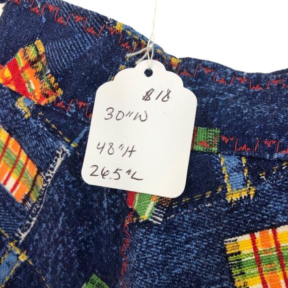 SOLD Vintage 70s Handmade A Line Denim Patchwork Pattern Skirt M 8/10 - Picture 5 of 5